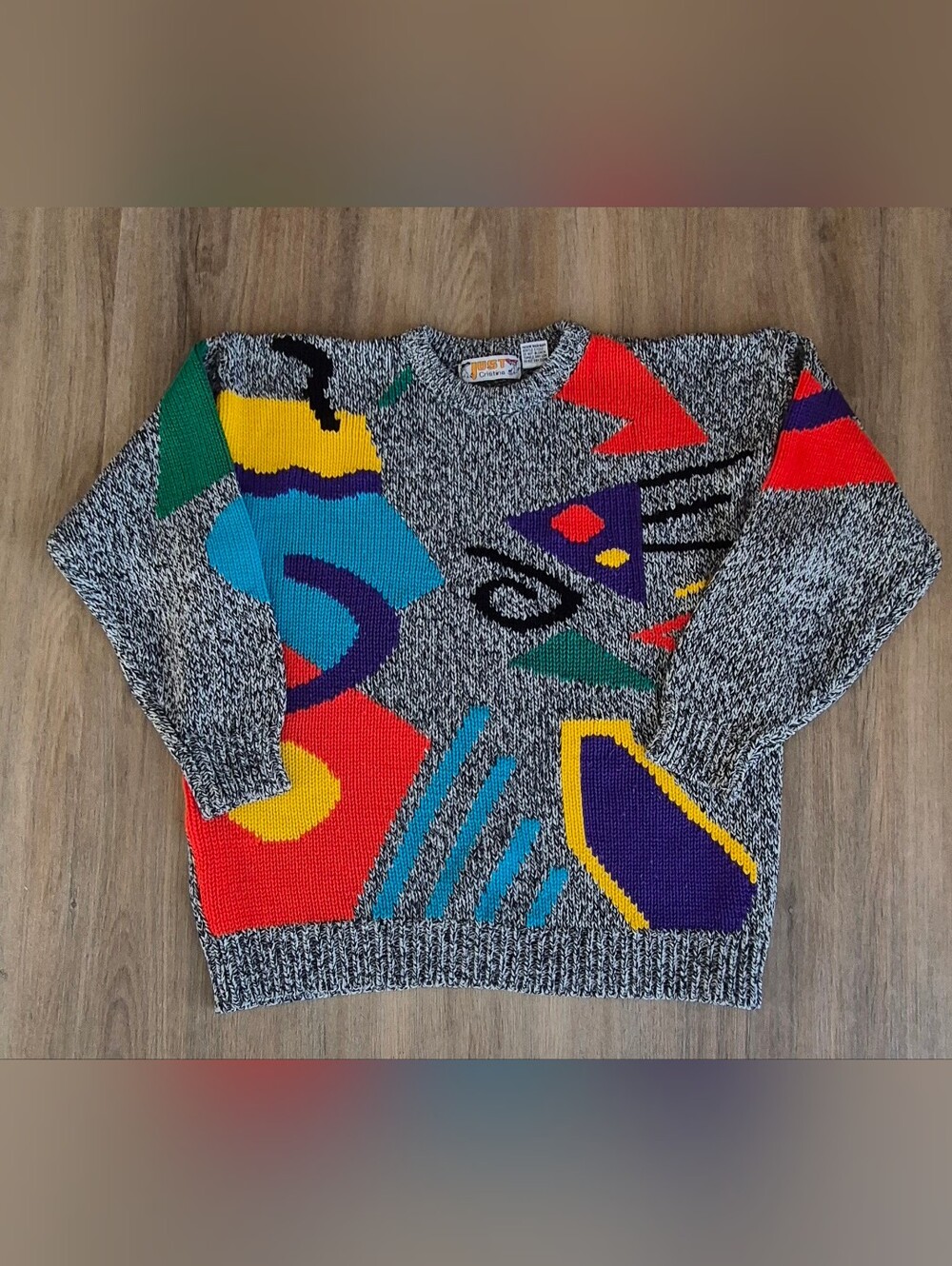 80s geometric sweater by Just Christina.